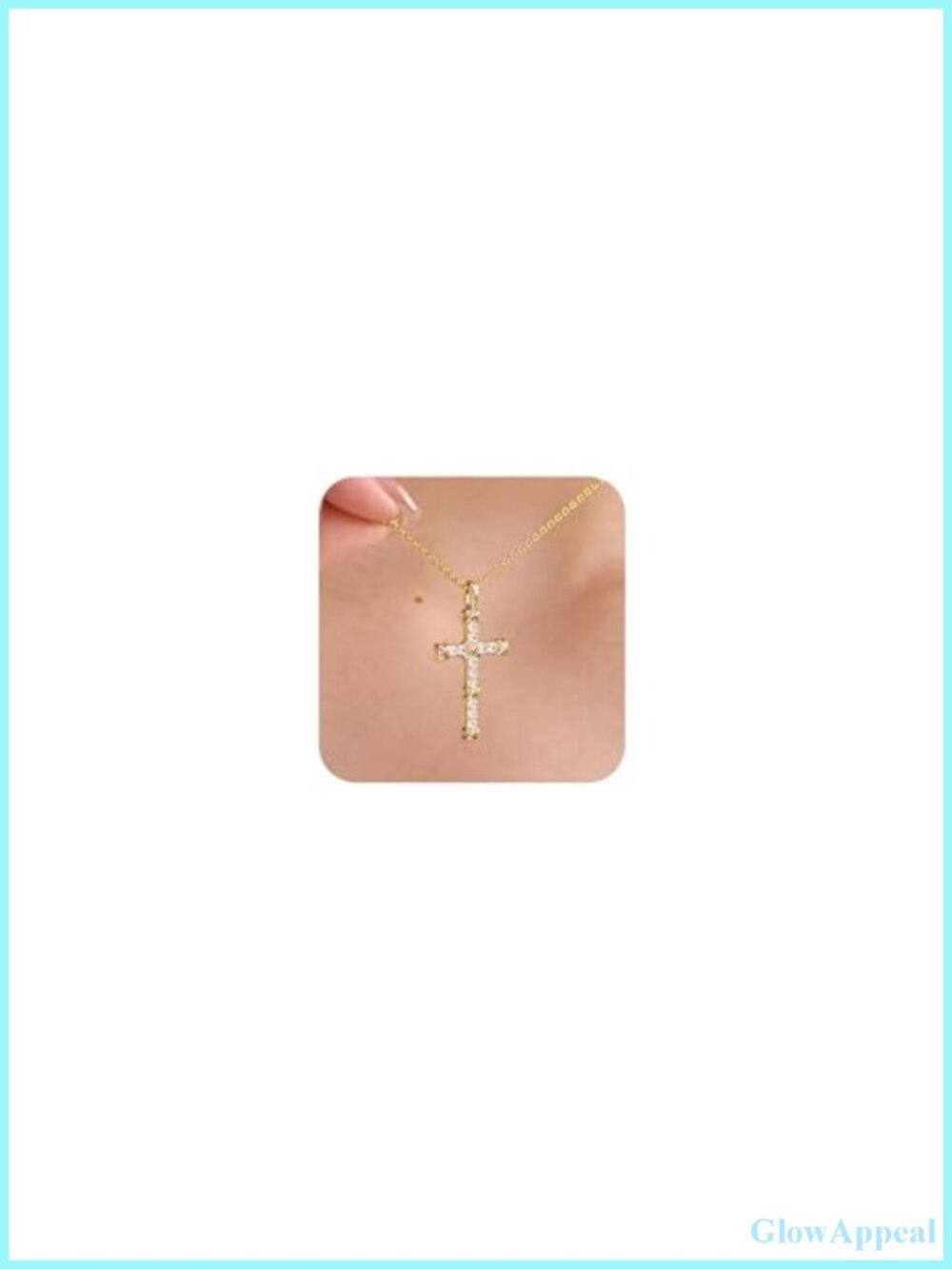 14K Gold Filled Sterling Silver CZ Cross Pendant Necklace